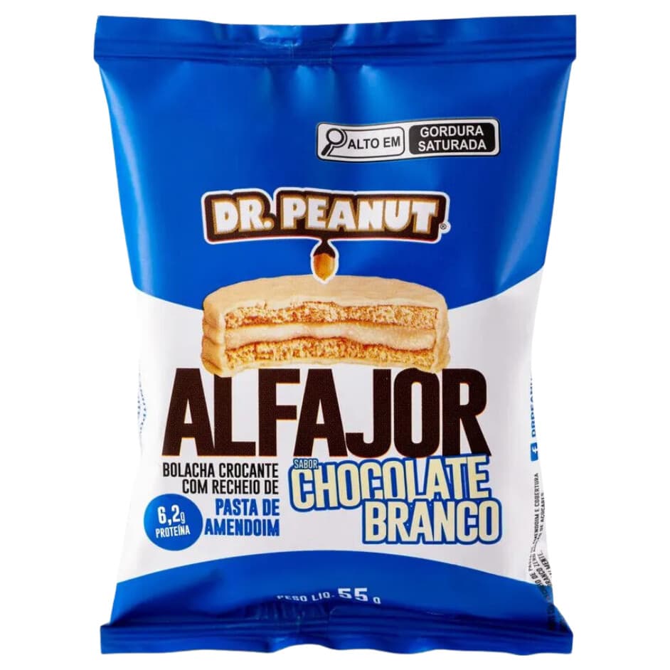 Dr Peanut Alfajor sabor Chocolate Branco 55g – Suplementos