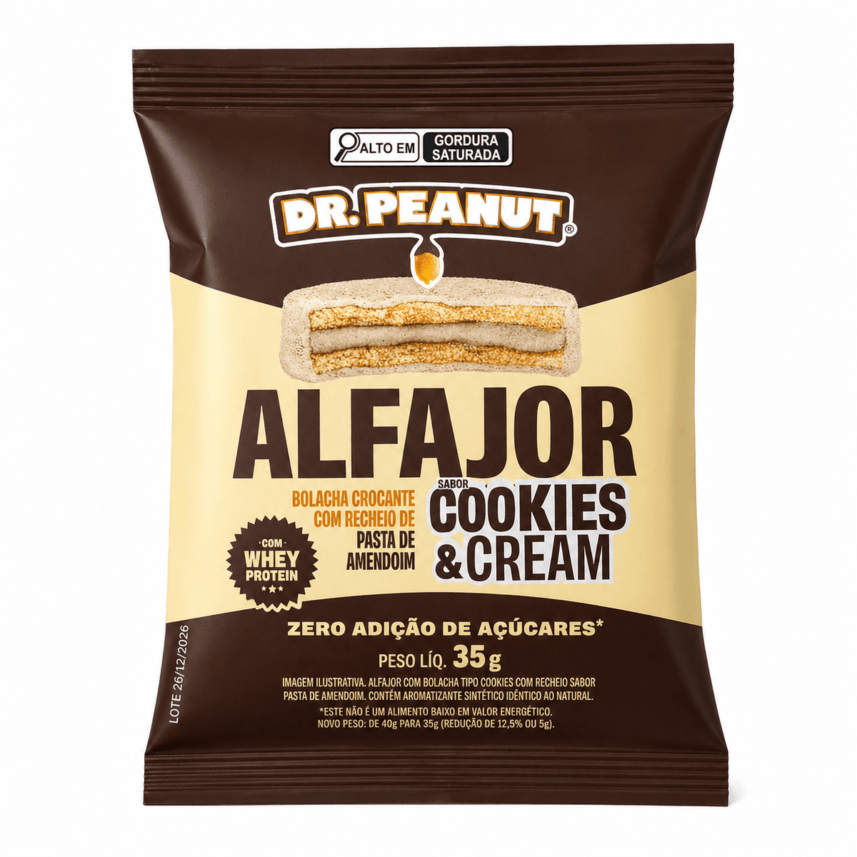 Dr Peanut Alfajor sabor Cookie Cream 35g – Suplementos