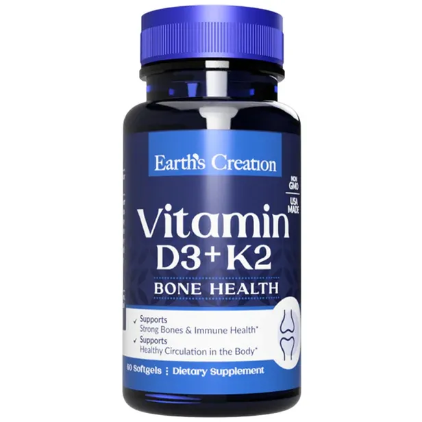 Earth's Creation Vitamin D3 + K2 60 Cápsulas – Suplementos