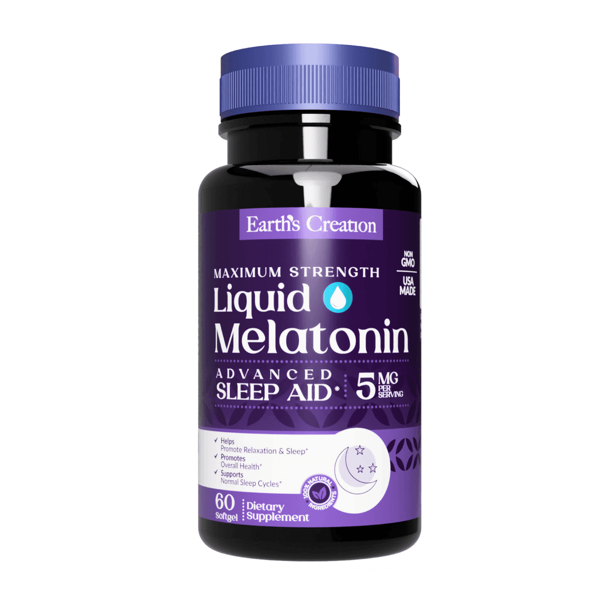 Earth’s Creation Melatonina Liquid 5mg 60 Cápsulas – Suplementos