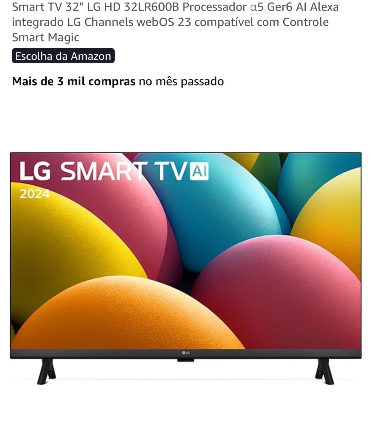 Smart TV LG 32" HD 32LR600B – Eletrônicos