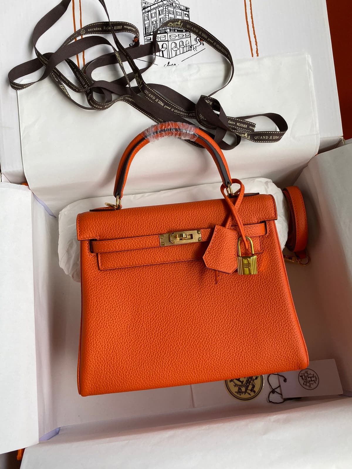Bolsa Hermes Kelly Orange 25cm – Moda
