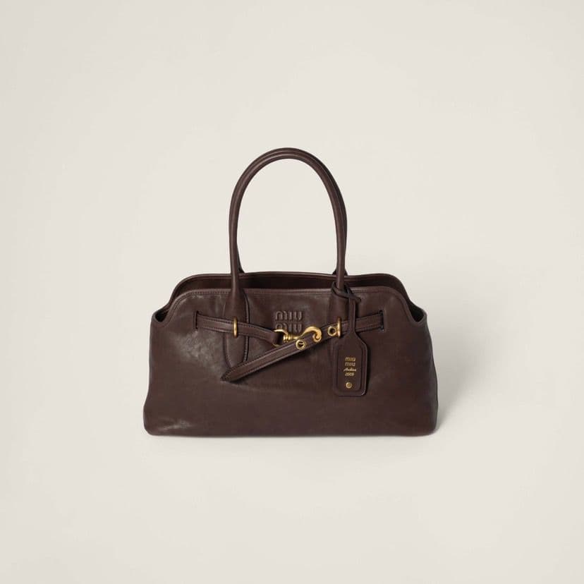 Bolsa Miu Miu Aventure em Couro Nappa – Moda
