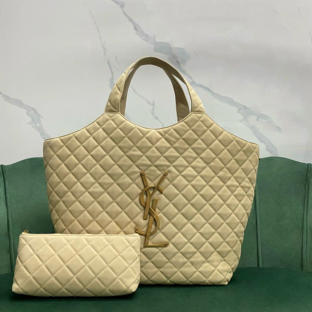 Saint Laurent Icare Maxi Tote Shopping Bag Beje Areia 58cm – Moda