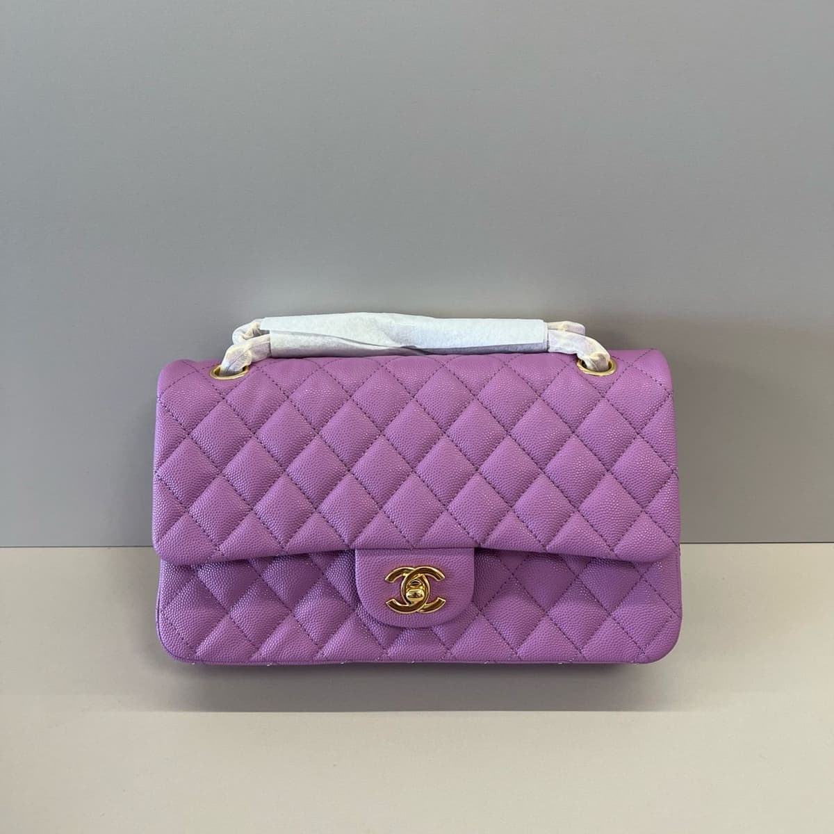 Caviar Quilted Small Double Flap Purple – Moda