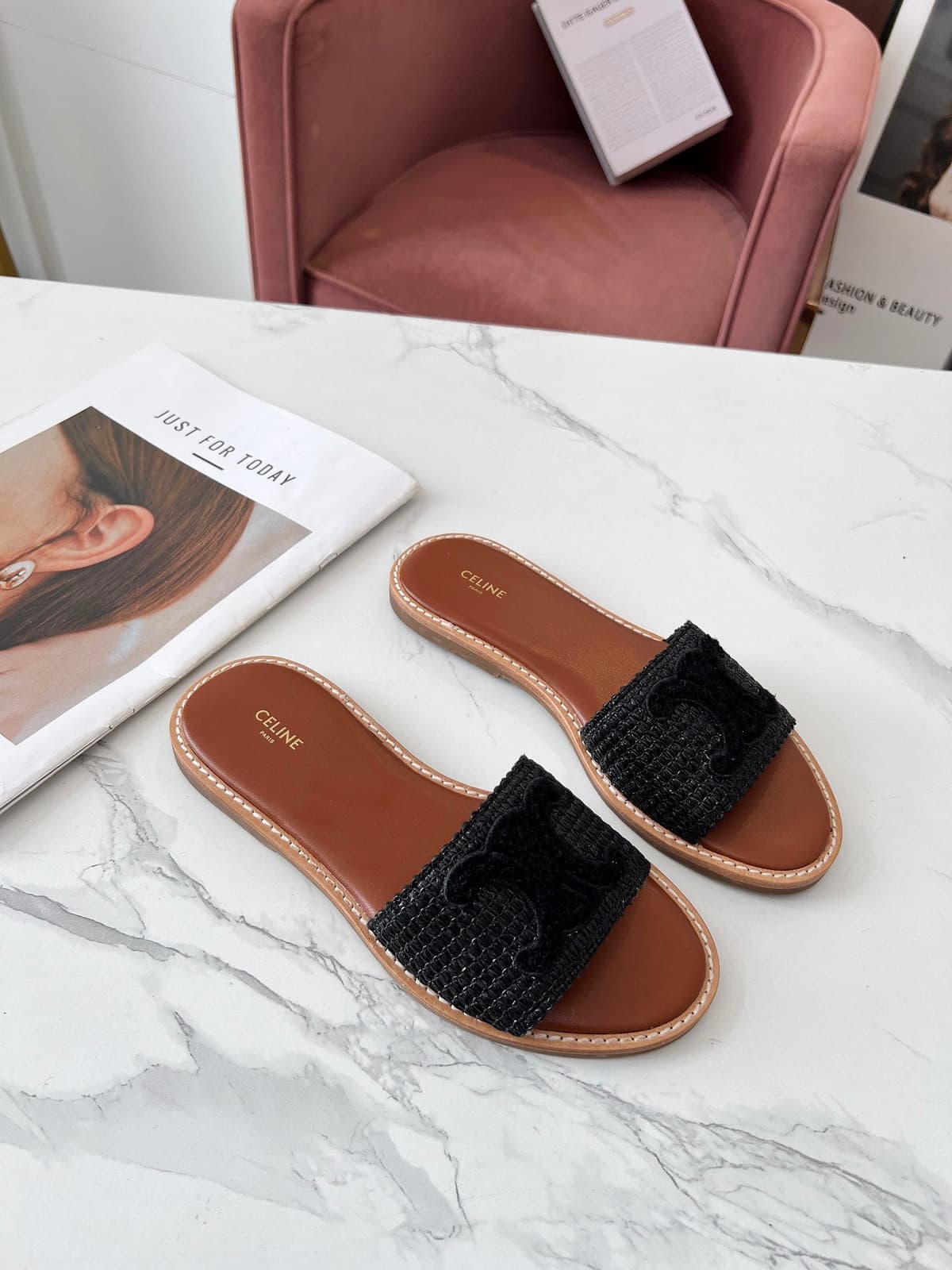 CELINE LYMPIA MULE in TRIOMPHE KNITTED COTTON – Moda