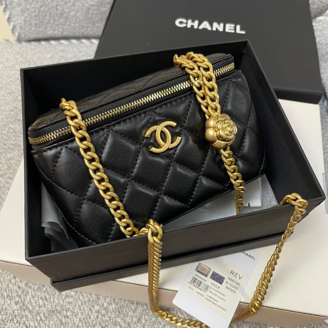 Chanel Top Handle Vanity Case black red – Moda