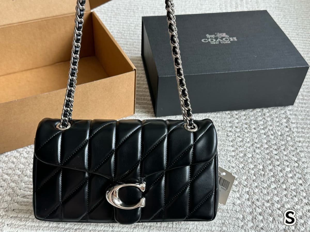 Coach Tabby 26 Matelassê  Preto Ferragens Prata – Moda