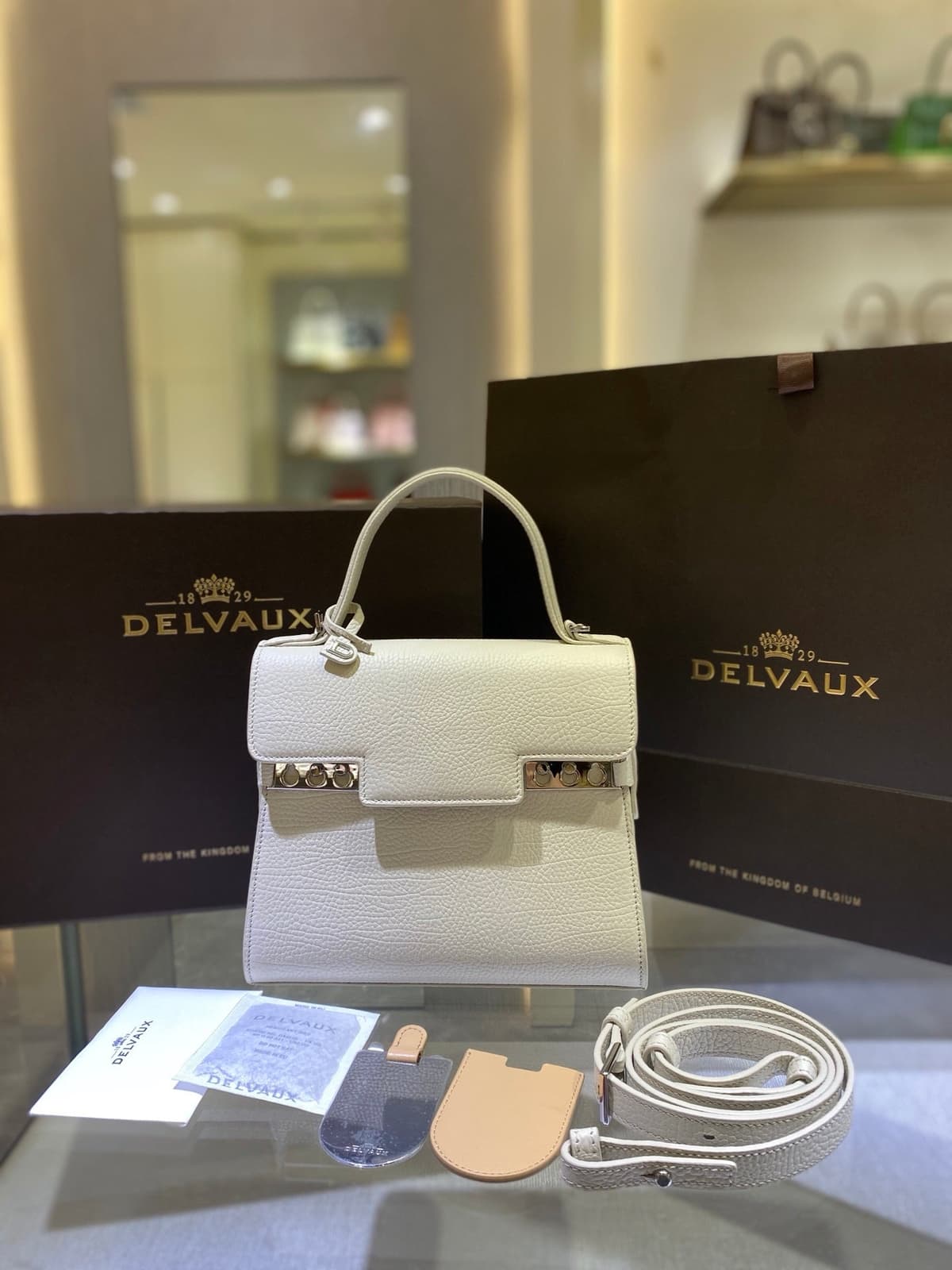 Delvaux Tempête MM Off White Ferragens Prata – Moda