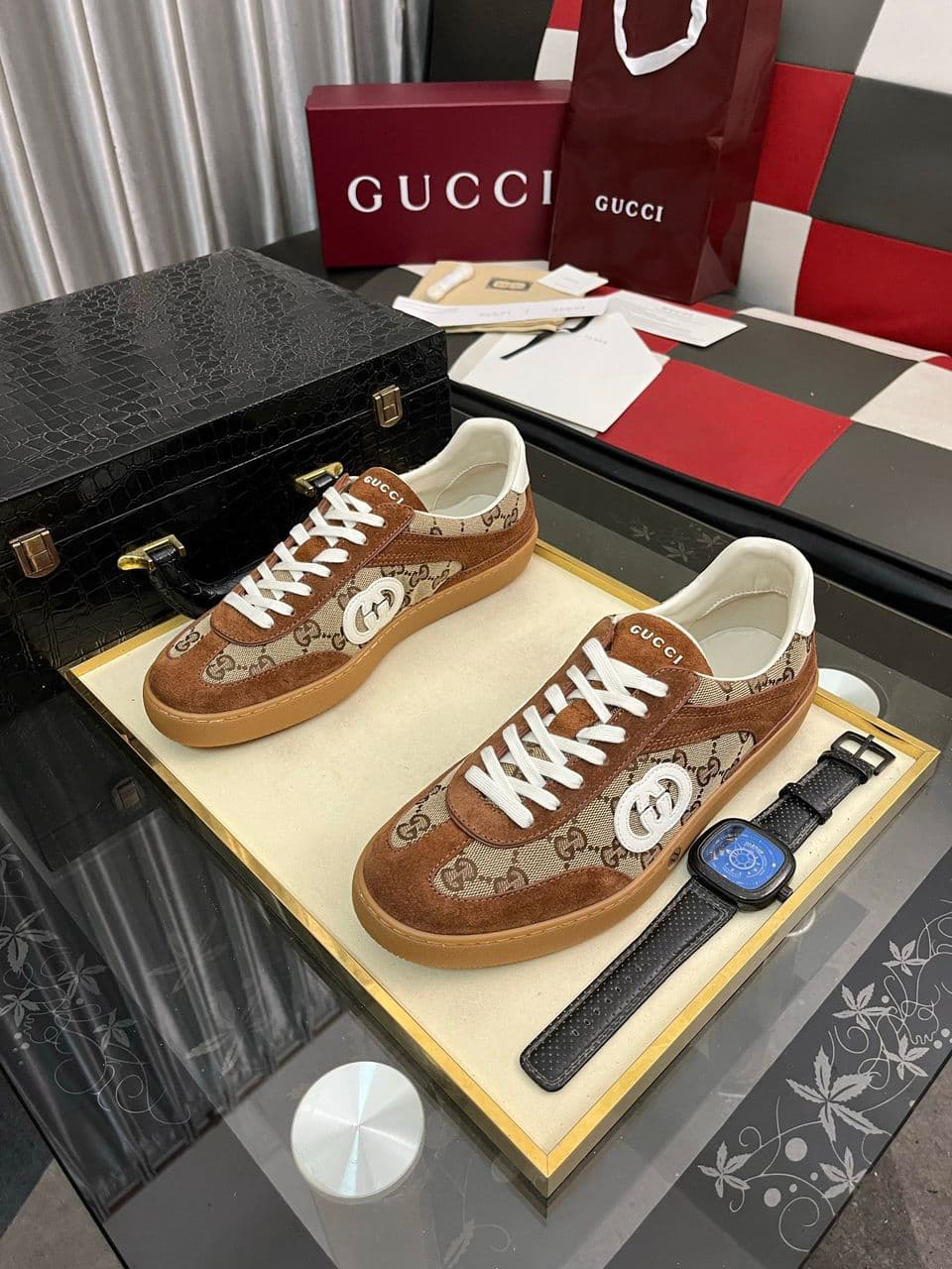 Gucci G75 Interlocking G - Brown Suede – Moda