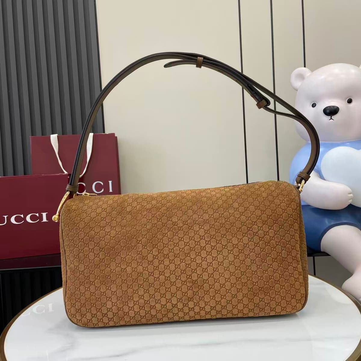 Gucci GG Shoulder Bag Canvas Brown . – Moda