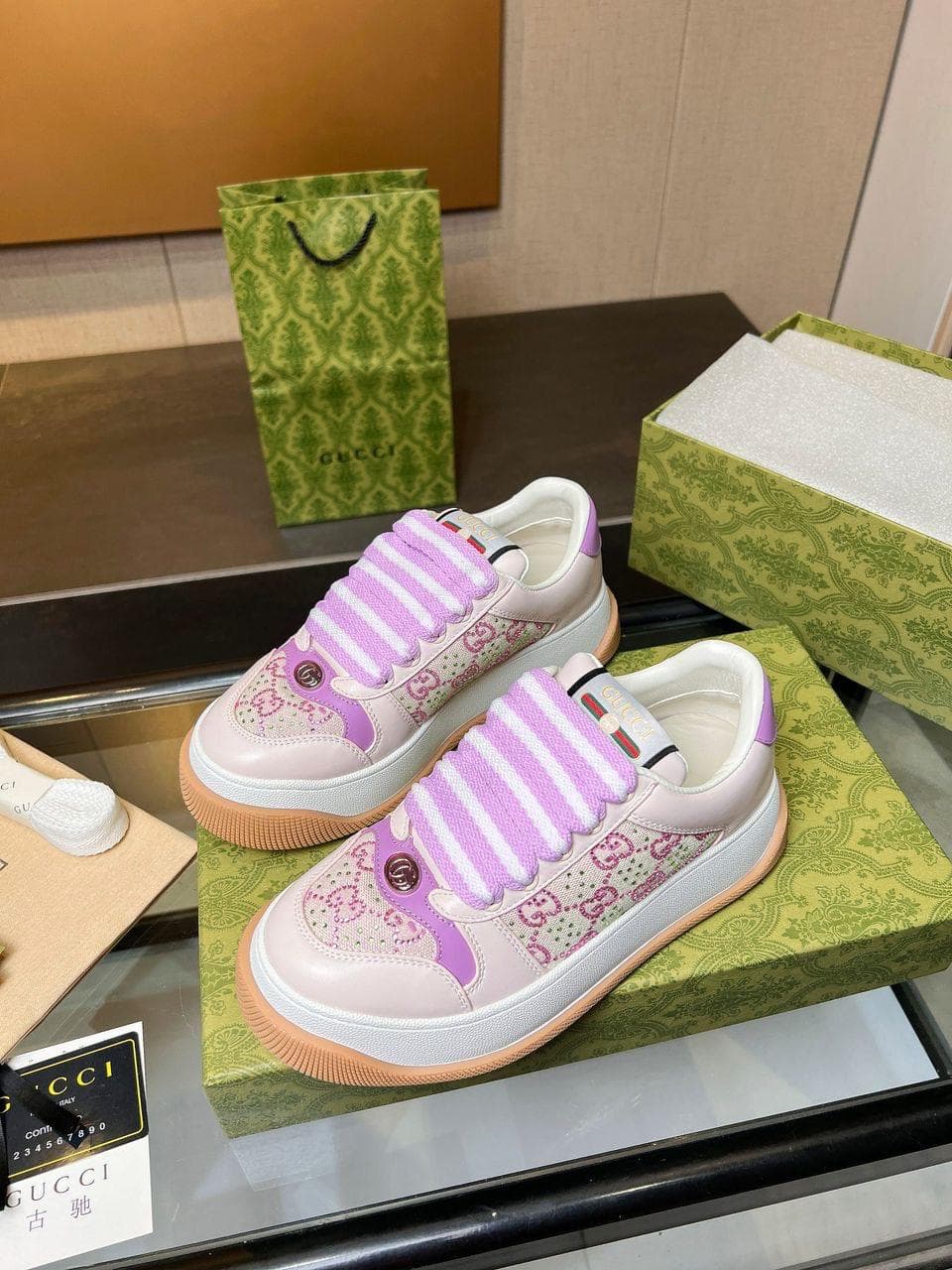 Gucci Screener Sneaker GG White sunset purple – Moda