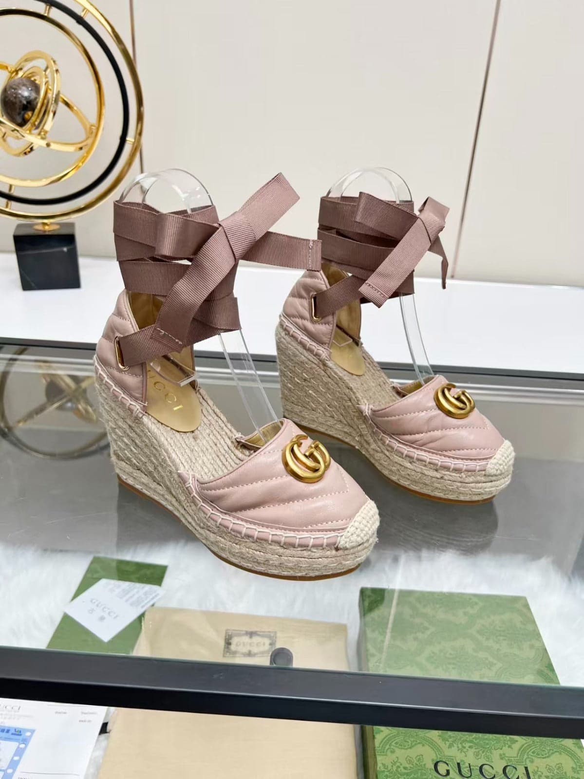 Gucci Marmont Espadrille Anabela Rosa – Moda