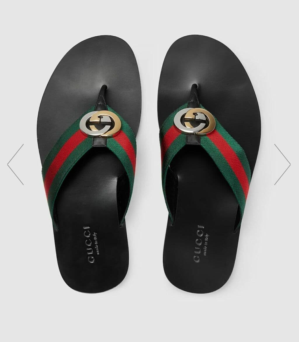 GUCCI Red & Green Kika Thong Sandals (MASCULINO)