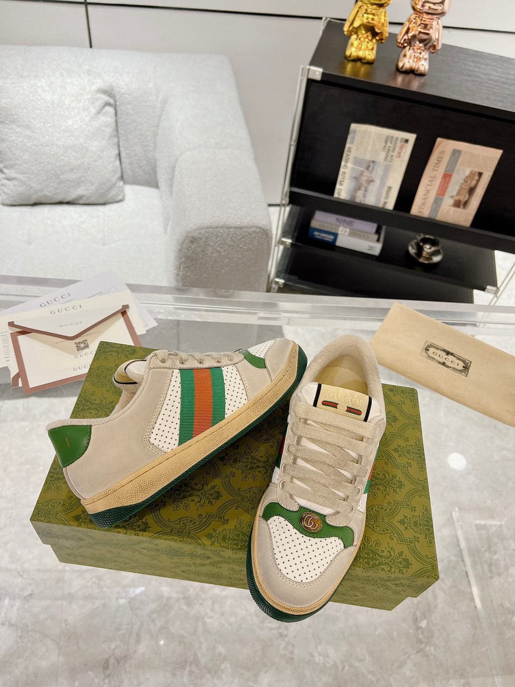 Gucci Screener GG Canvas White Perforated Leather – Moda
