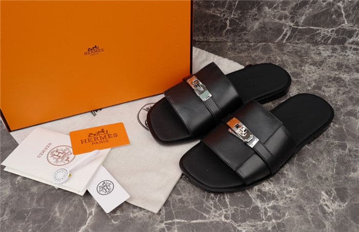 Hermes Gabriel Sandal Noir Preto. – Moda