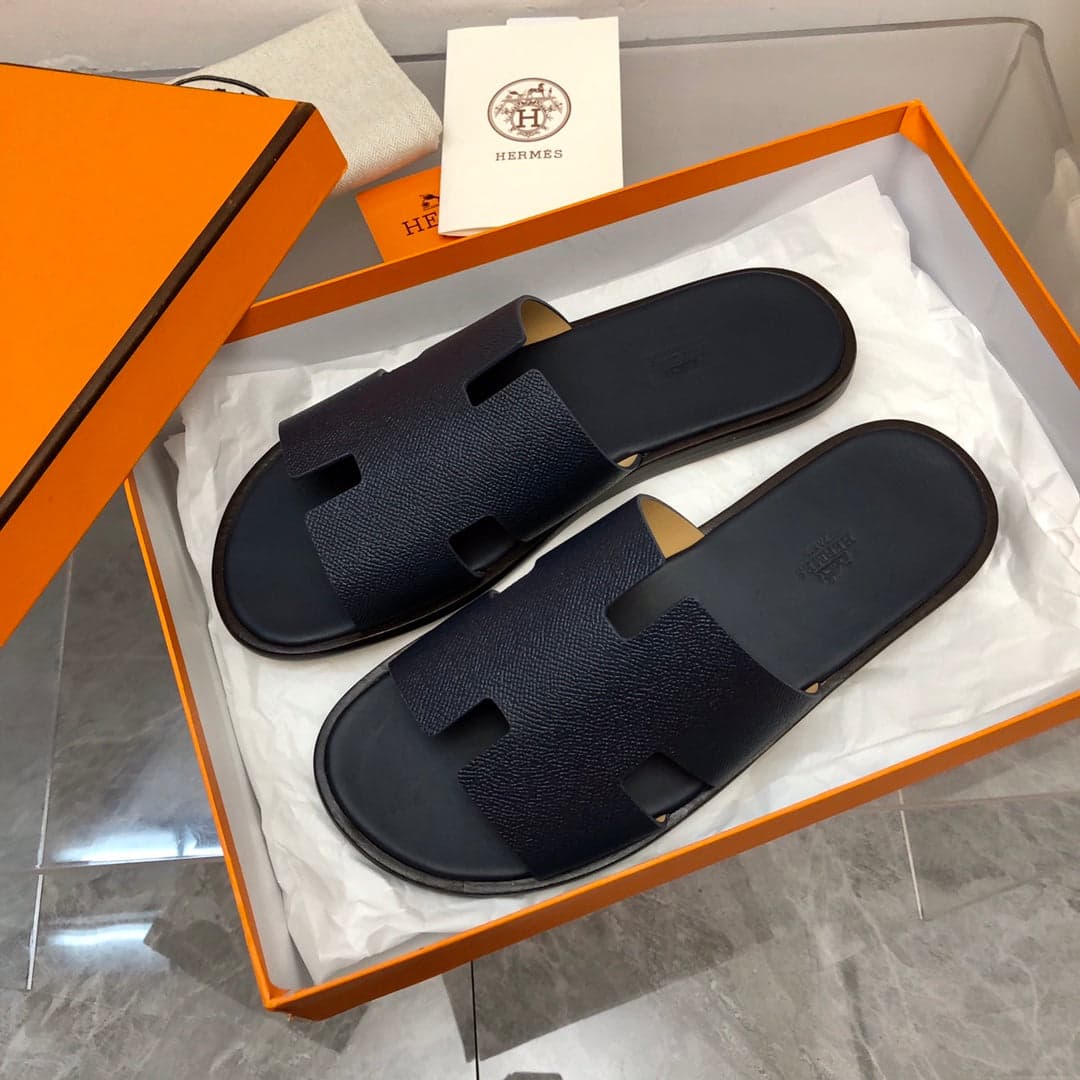Hermes Izmir Sandal Noir Smooth Calfskin Leather Black. – Moda