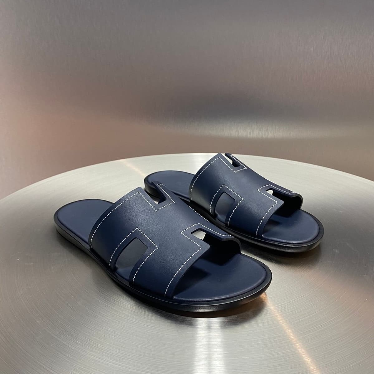 Hermes Izmir Sandal Marine Epson Leather – Moda