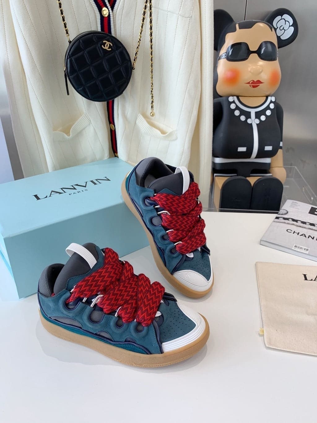 Lanvin Leather Curb Blue Grey – Moda