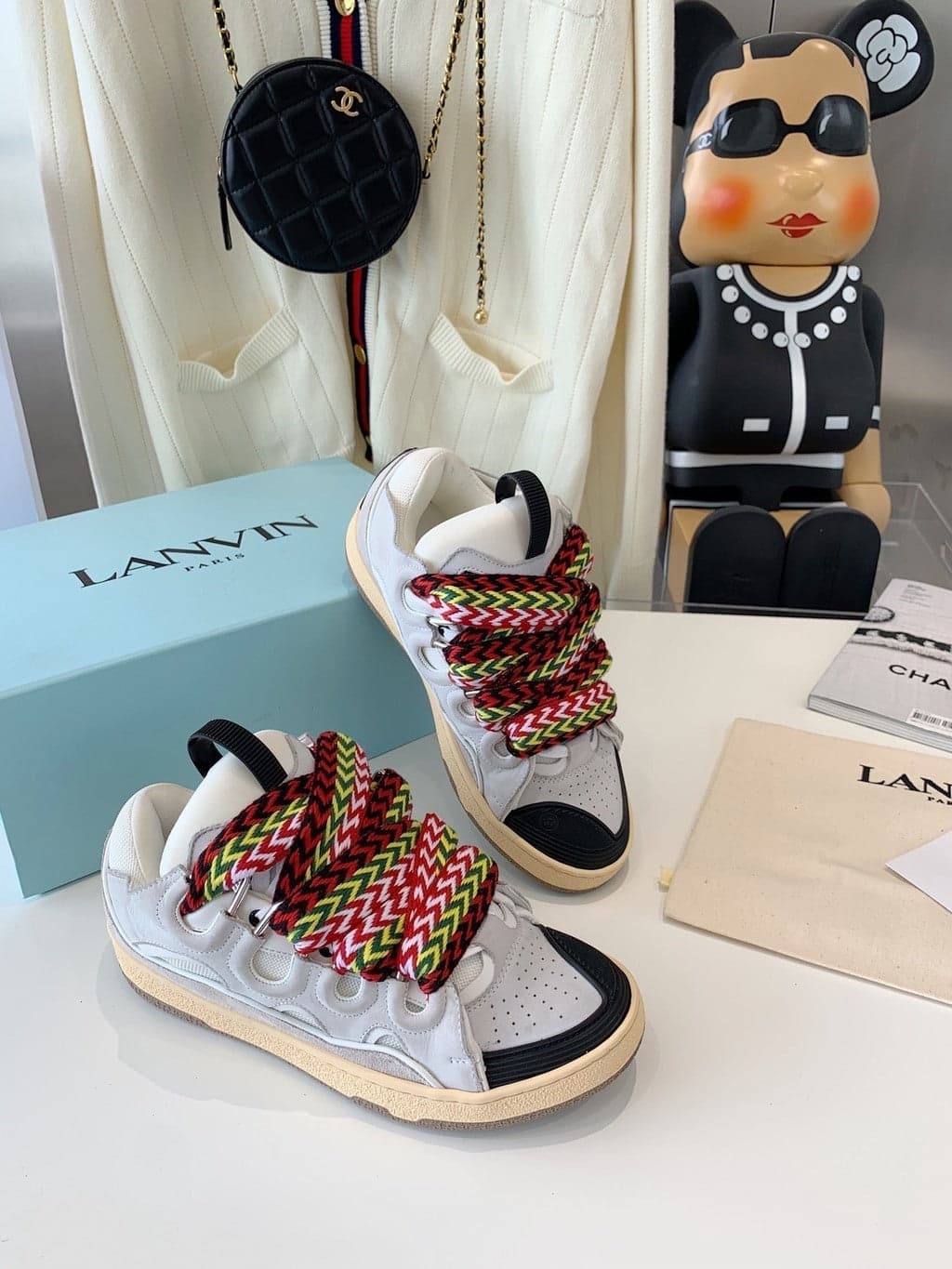 Lanvin Leather Curb White Black Gum – Moda