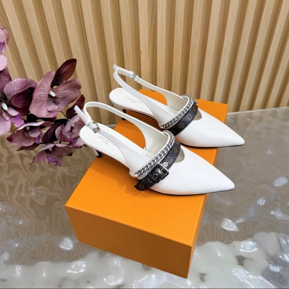 Louis Vuitton LV Vibe Slingback Pumps White – Moda