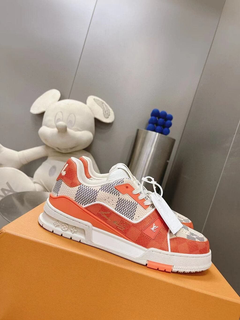 LV Trainer Damier White Orange – Moda