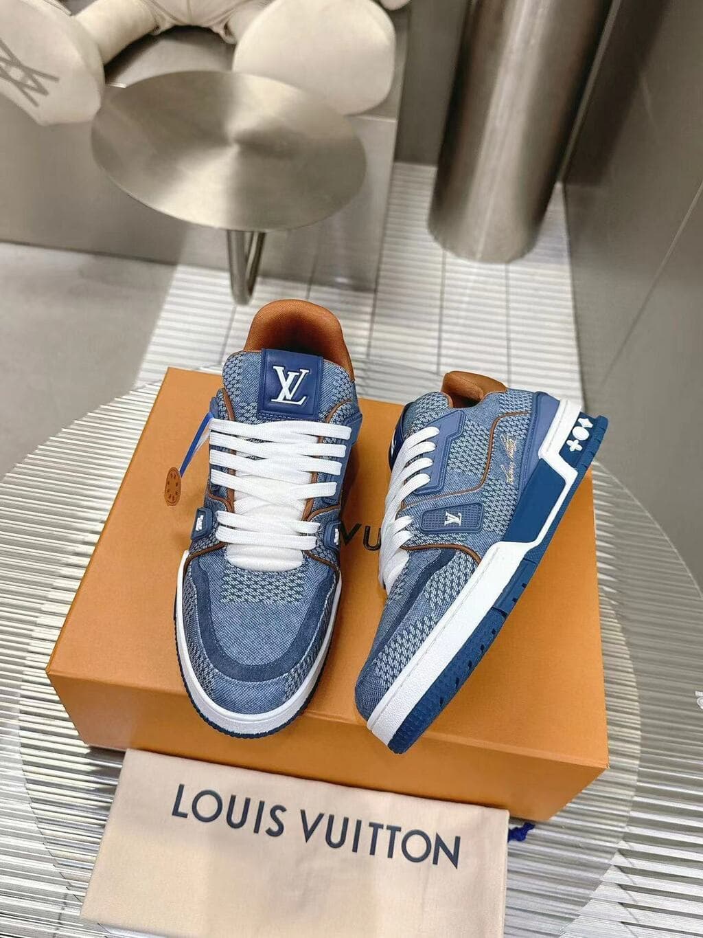 LV Trainer Blue Damier 3D Denim – Moda