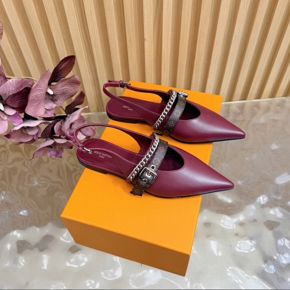 Louis Vuitton Vibe Slingback Flat Ballerina Wine – Moda