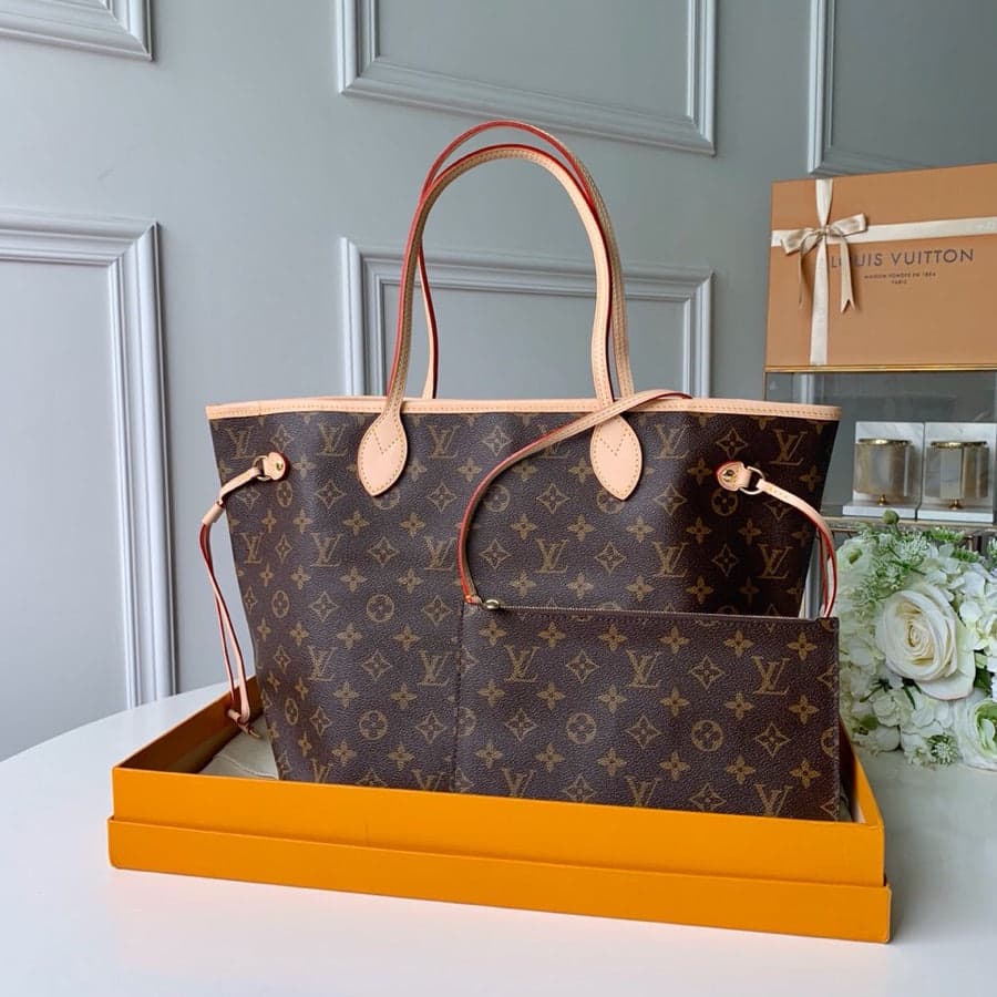 Lv Neverfull Inside Out MM Brown and Beige – Moda