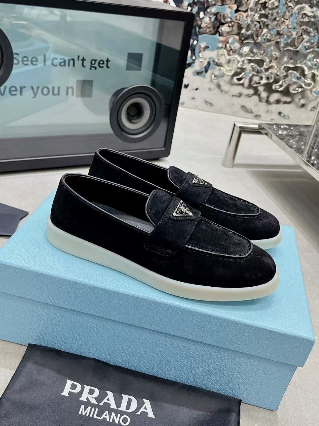 Prada Suede Loafers Black – Moda