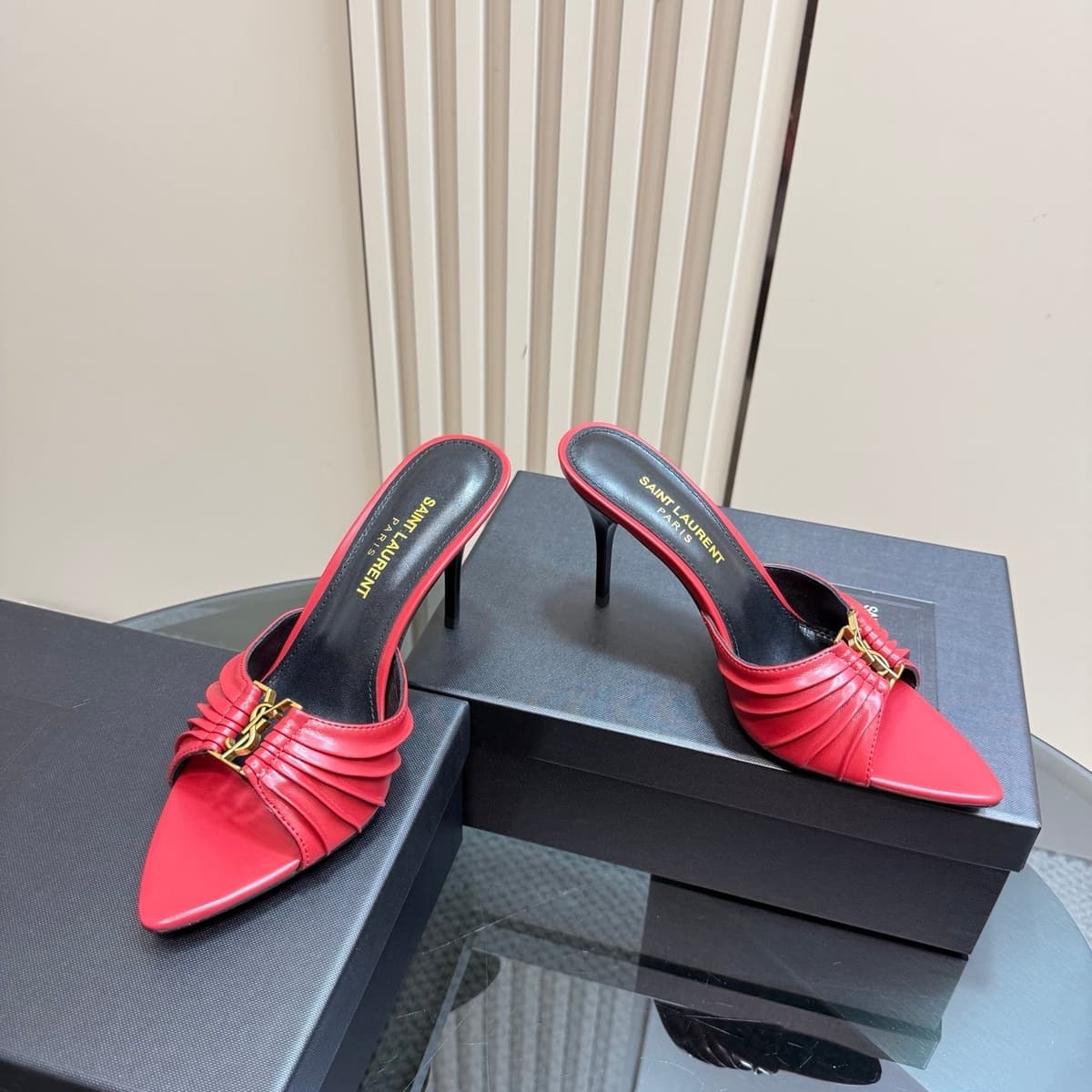 Saint Laurent Babylone Mules Bordeaux red – Moda