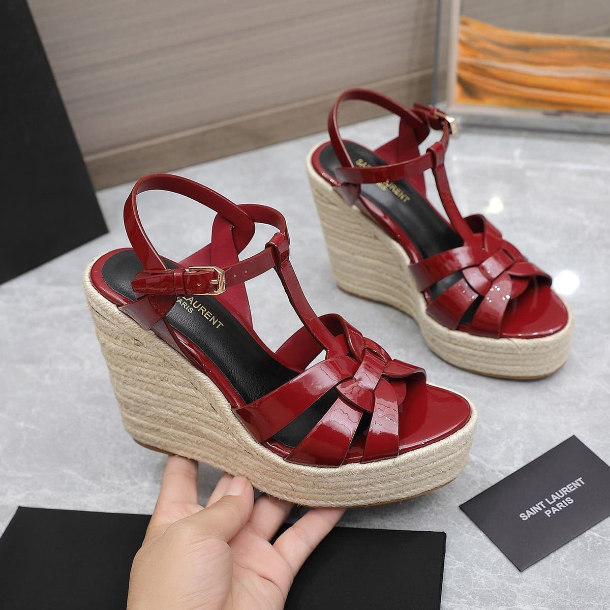 Saint Laurent Espadrille Tribute dark red – Moda