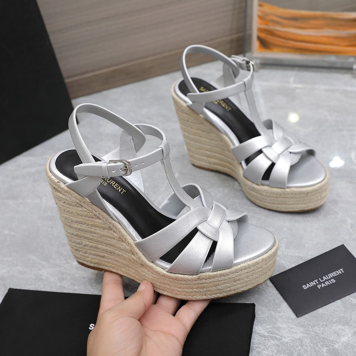 Saint Laurent Espadrille Tribute gray – Moda