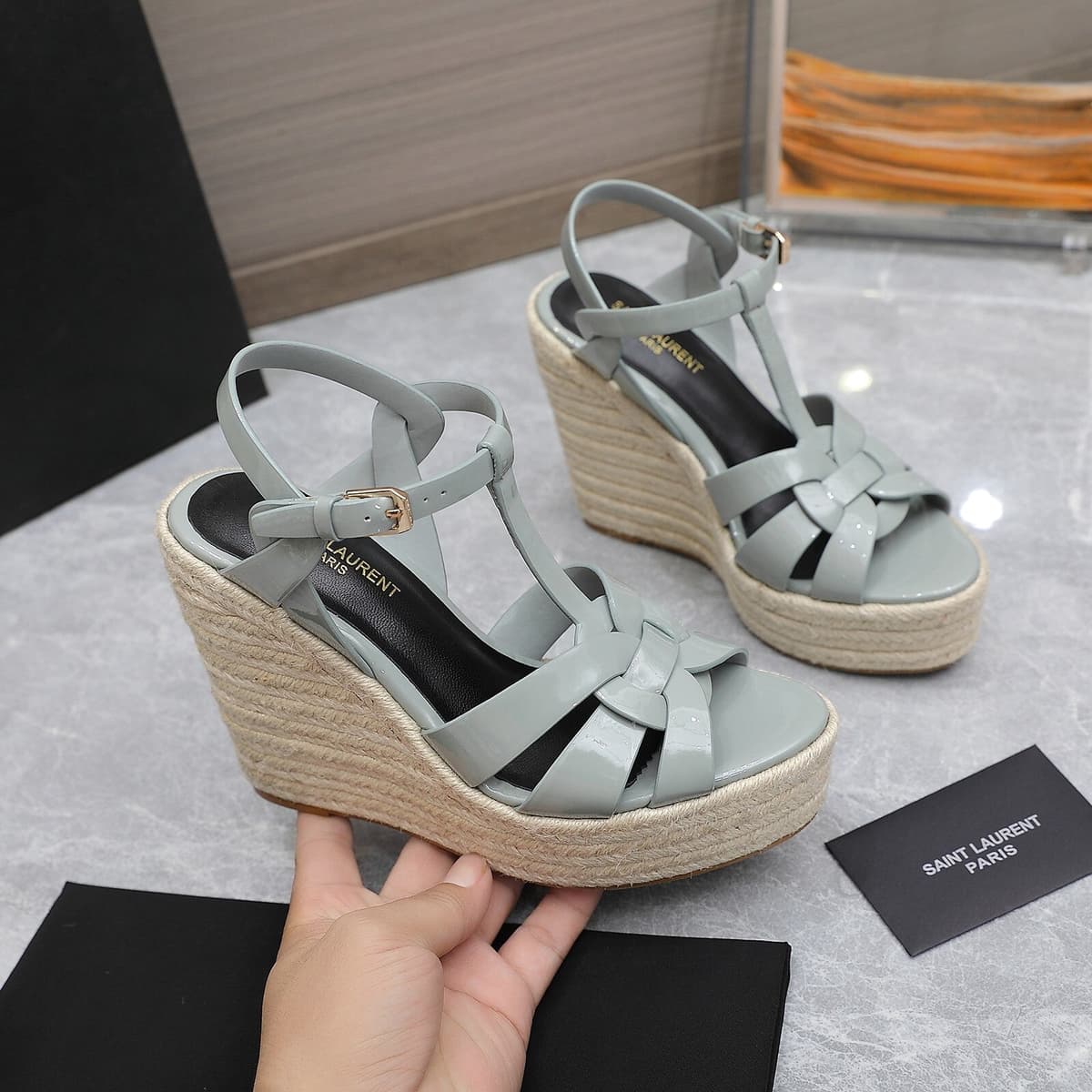 Saint Laurent Espadrille Tribute green water – Moda
