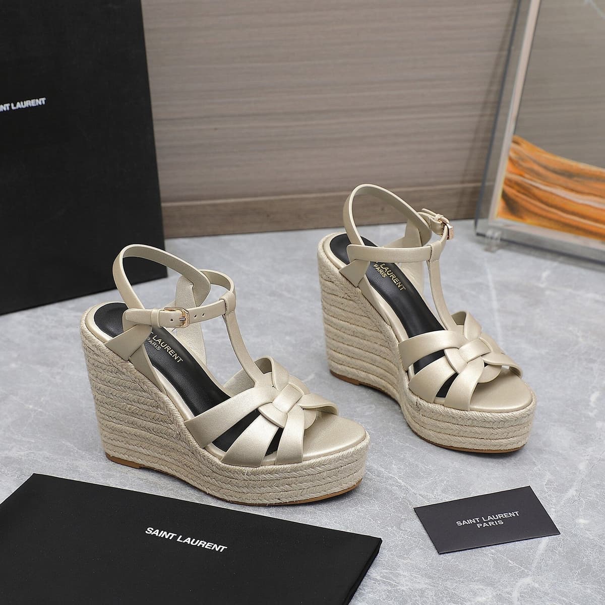 Saint Laurent Espadrille Tribute off-white – Moda