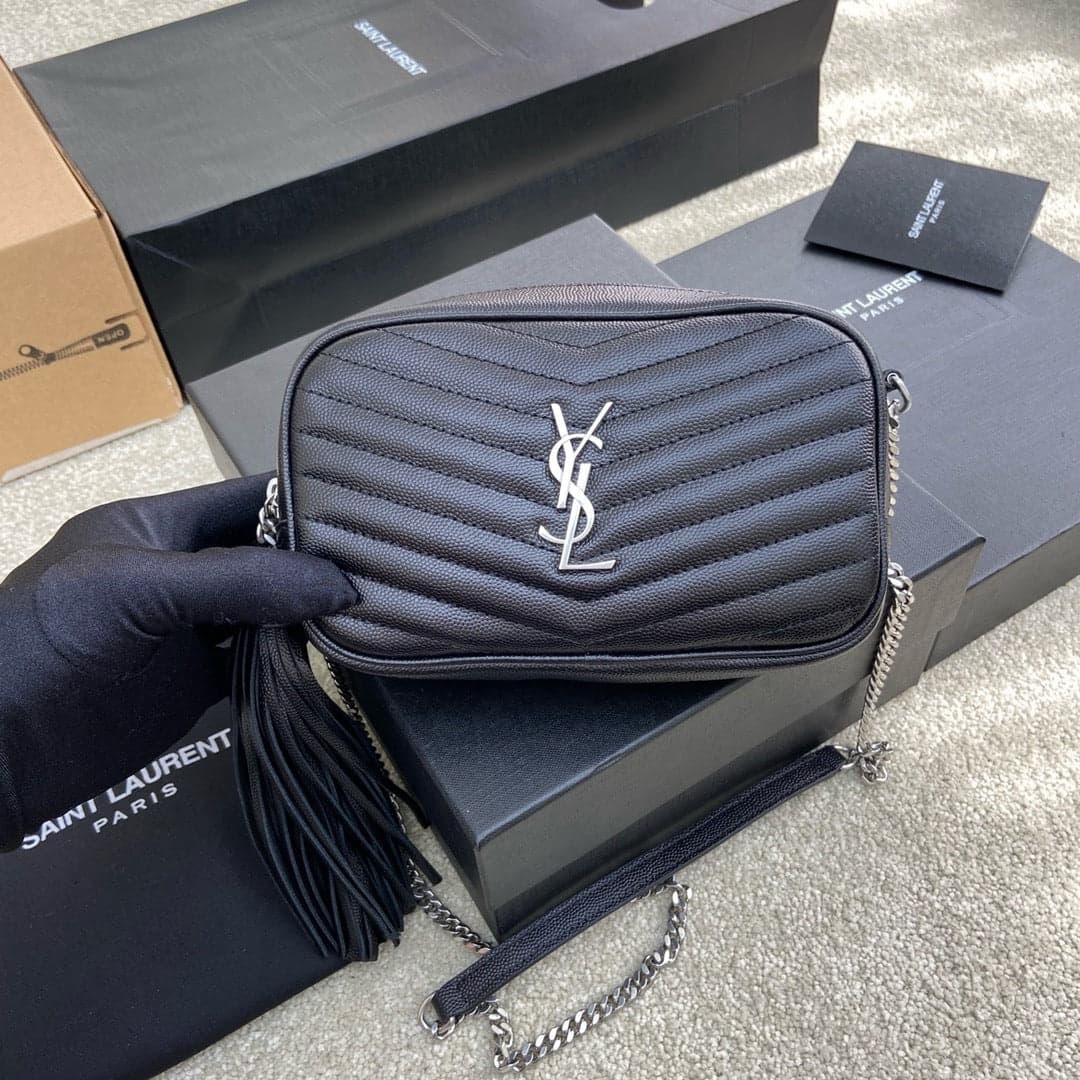 Saint Laurent Lou Camera Bag Black Ferragens Prata – Moda