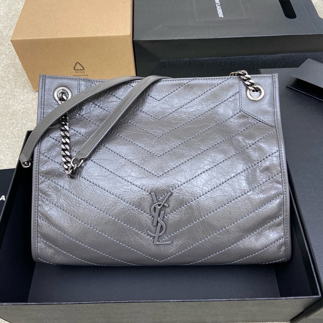 Saint Laurent Niki Shopping Bag Gray – Moda