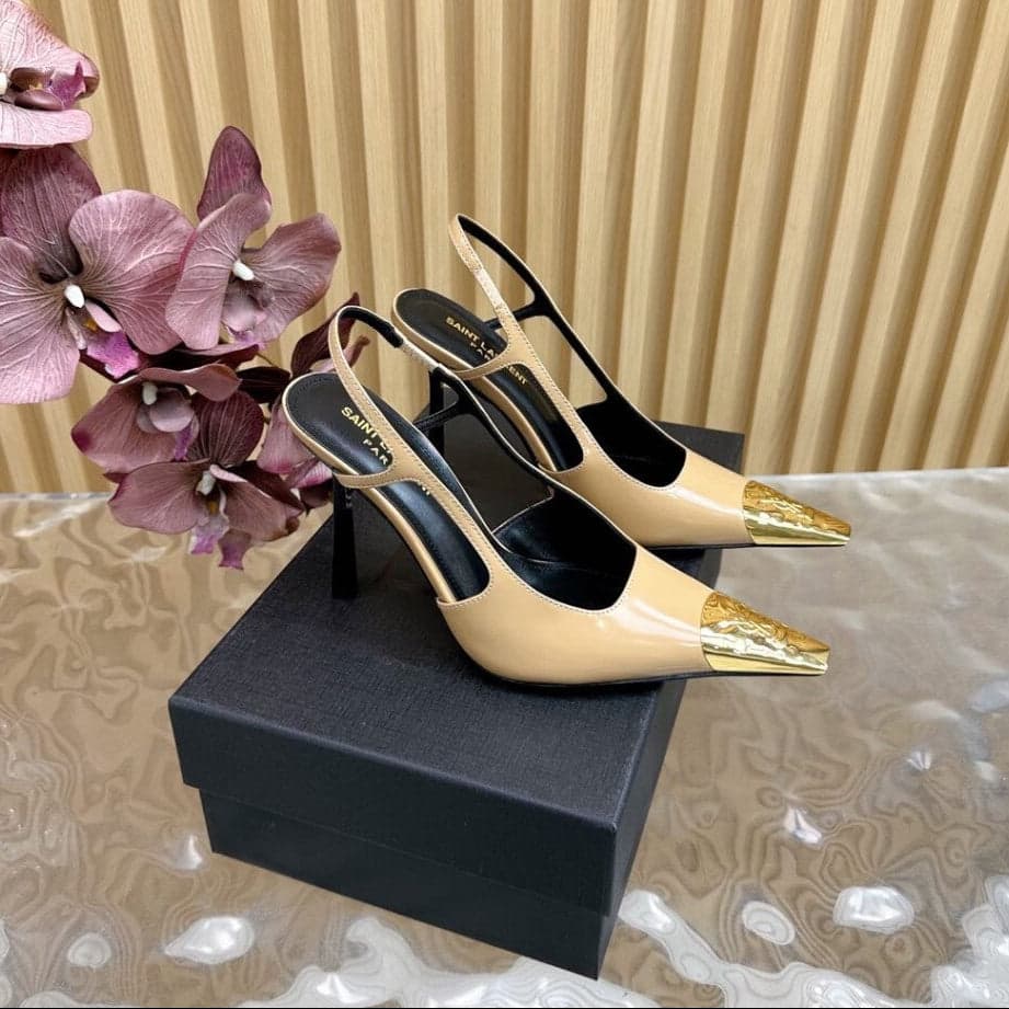 Saint Laurent Scarpin Slingback Jeanne  Beige – Moda