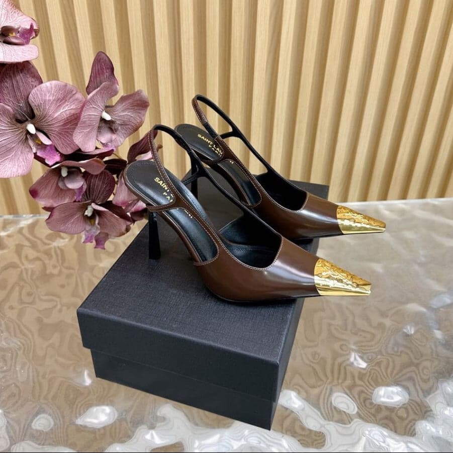 Saint Laurent Scarpin Slingback Jeanne  Brown – Moda