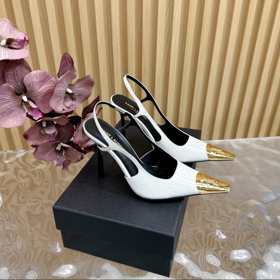 Saint Laurent Scarpin Slingback Jeanne White – Moda