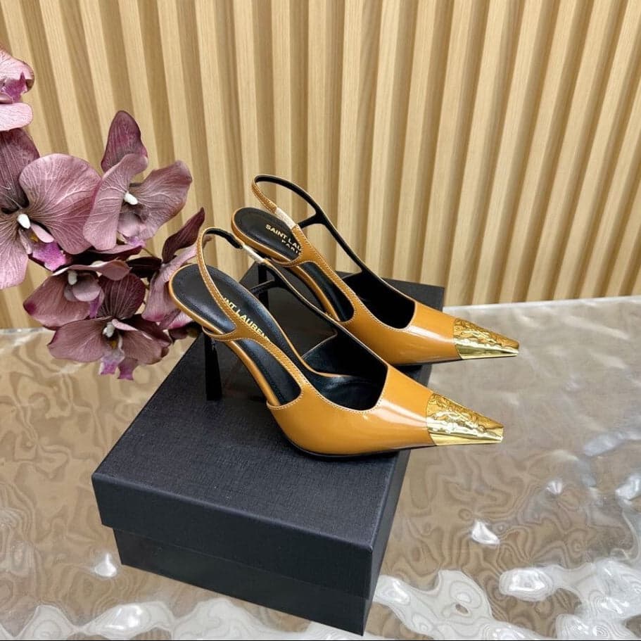 Saint Laurent Scarpin Slingback Jeanne  Chestnut – Moda