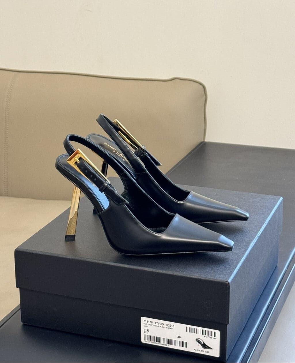 Saint Laurent Scarpin Slingback Lee Black – Moda