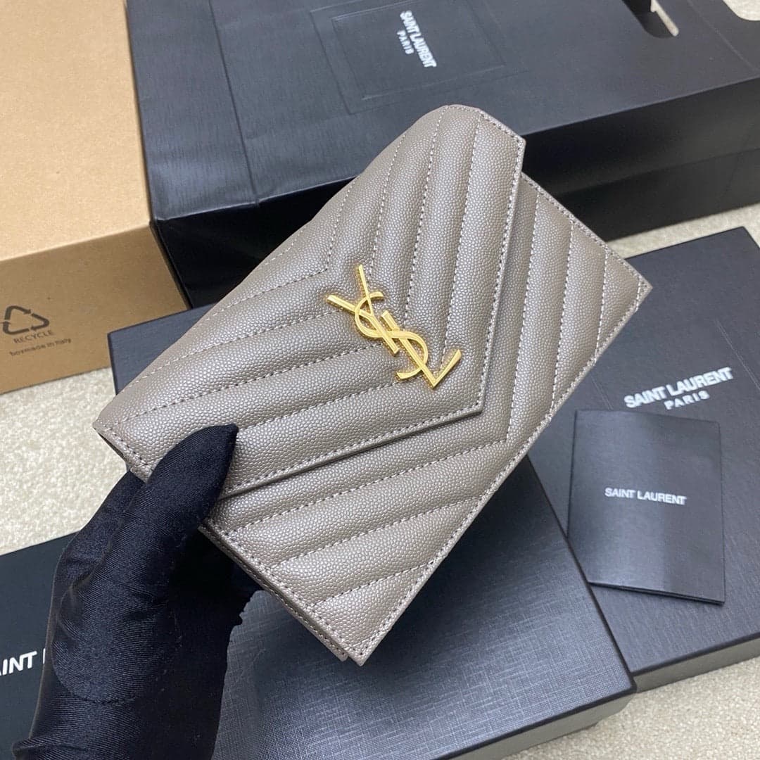 Saint Laurent Shoulder Bag gray Ferragens Douradas – Moda