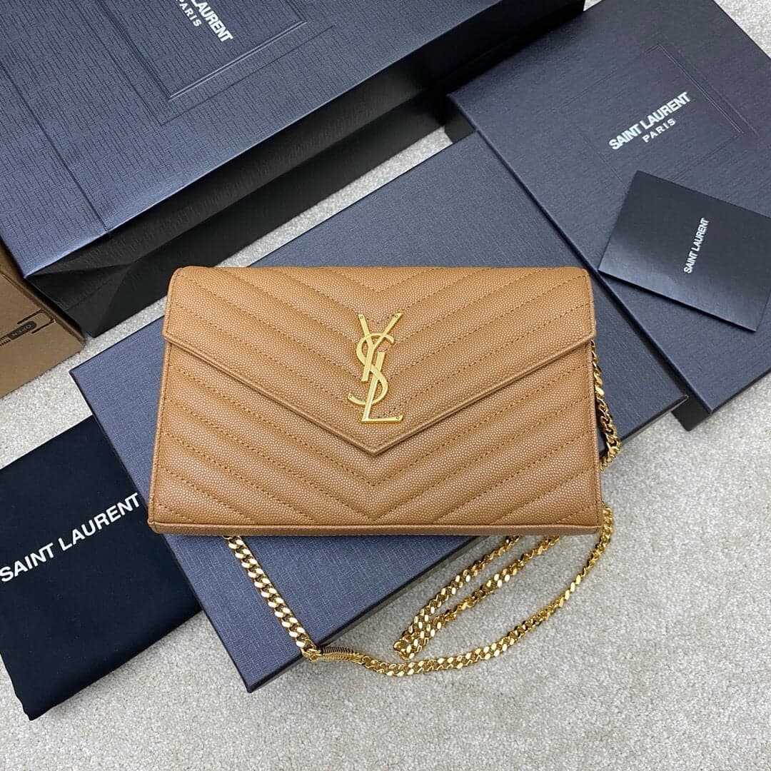 Saint Laurent Shoulder Bag Bege Camel – Moda