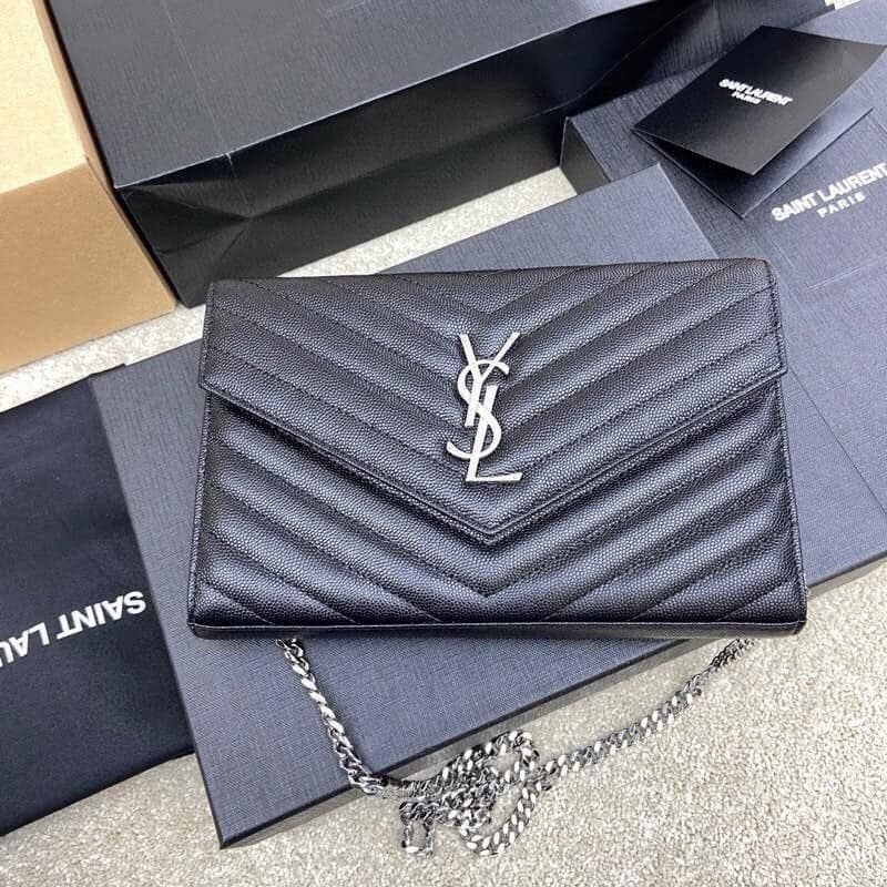 Saint Laurent Shoulder Bag Black Ferragens Prata – Moda