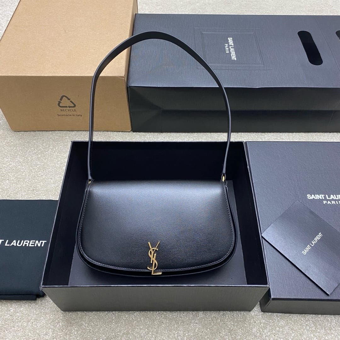 Saint Laurent Mini Voltaire in Box Black Ferragens Douradas – Moda