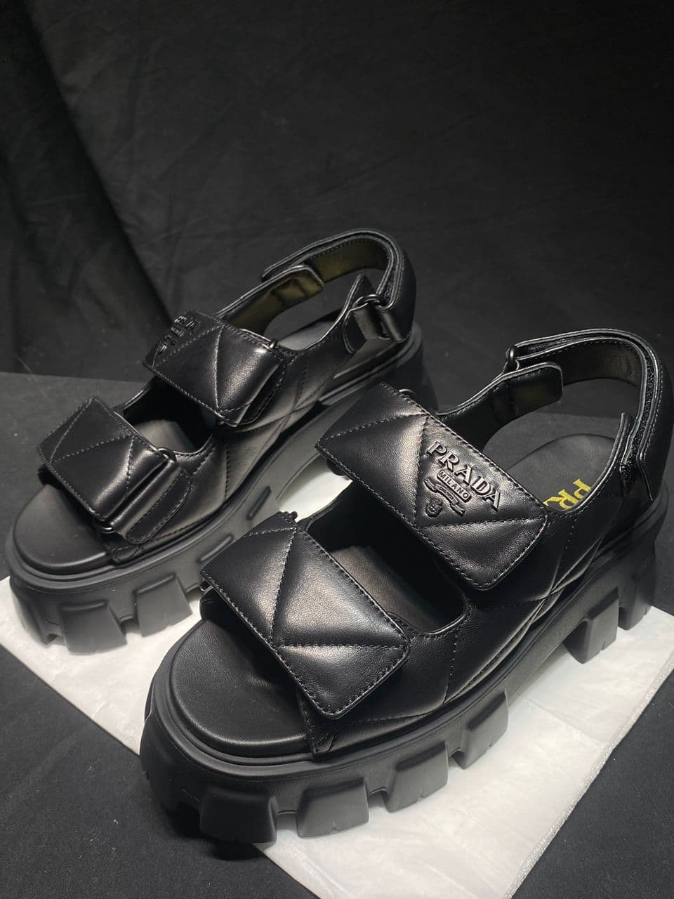 Sandália Prada Flatform Em Couro Napa Preto – Moda