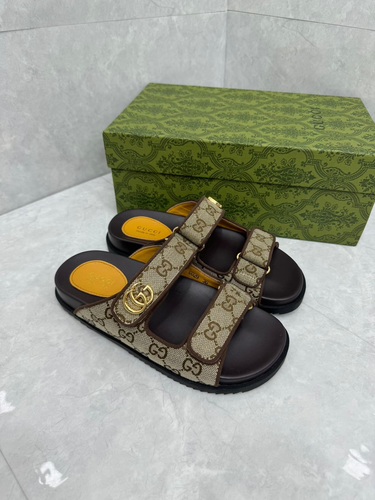Sandalia GUCCI GG Slider com Double Bege Black – Moda