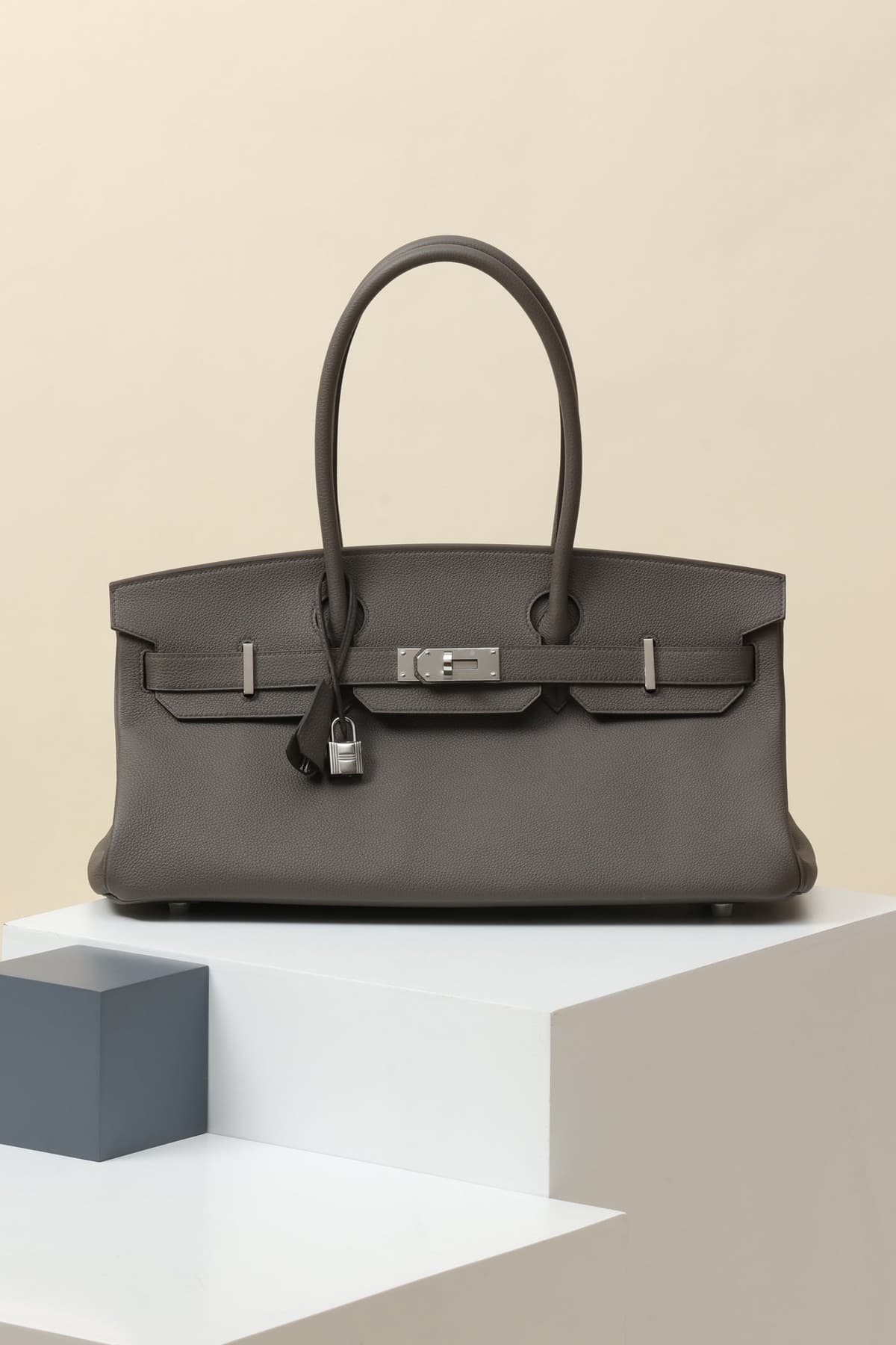 Shoulder Birkin Style Dark Grey Leather – Moda