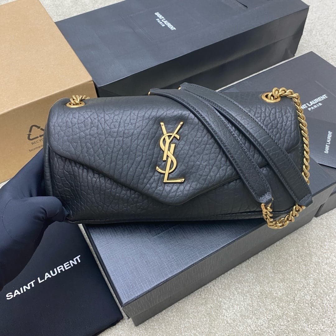 Yves Saint Laurent Calypso Lambskin Black Ferragens Douradas – Moda